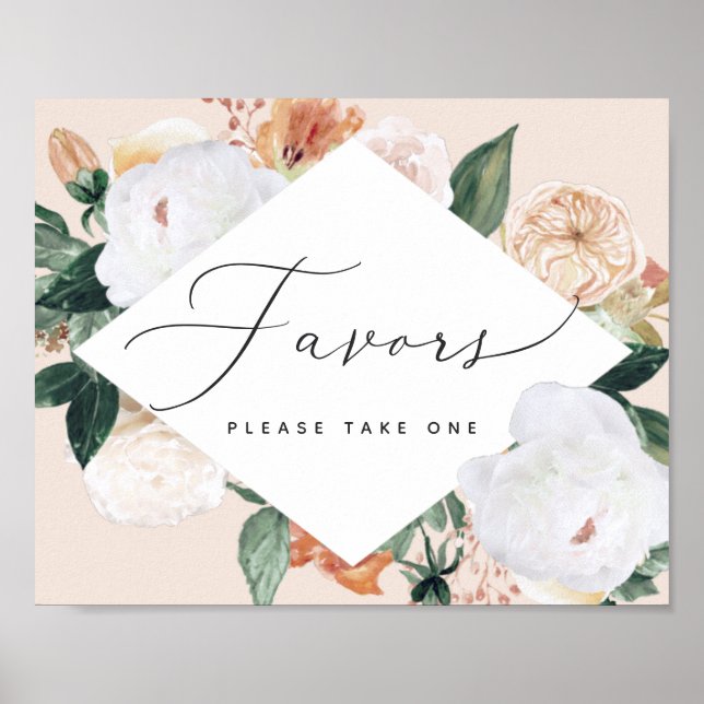 Boho Blooms Wedding Favor Sign Poster (Framsidan)