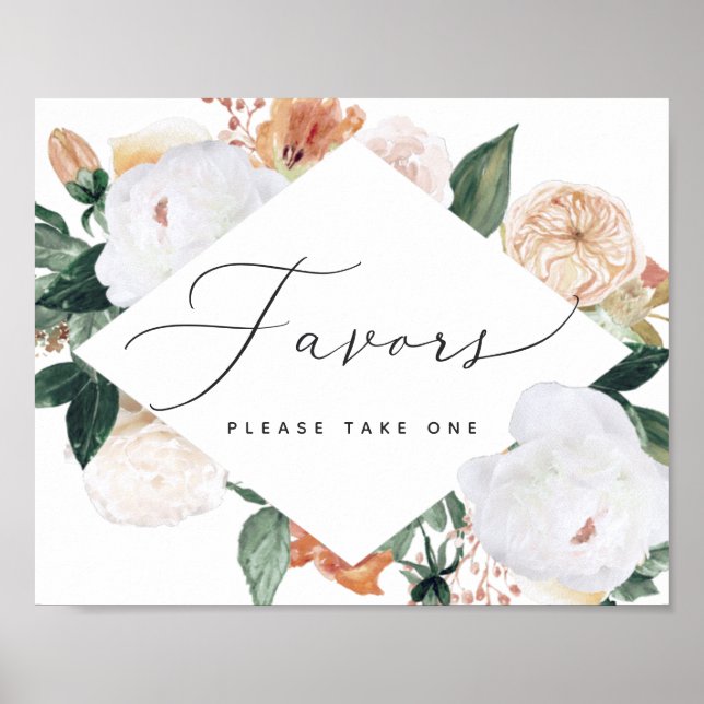 Boho Blooms Wedding Favor Sign Poster (Framsidan)