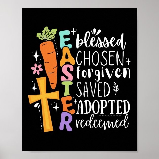 Boho Blsed Forgiven Påsk Christian Vår Cros Poster (Framsidan)