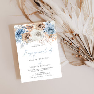 Boho Blue: Akvarell Boho Blommig Förlovningsfest Inbjudningar