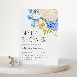 Boho Blue and White Hydrangeas Möhippa Inbjudningar