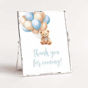 Boho Blue Balloon Bear Tack för att du kom Poster