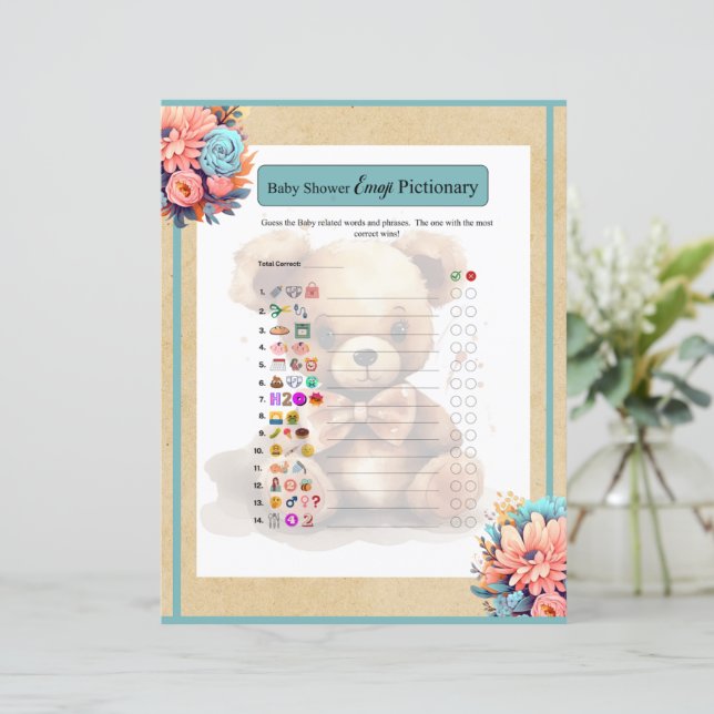 Boho Blue Bear Baby Emoji Game (Stående Fram)