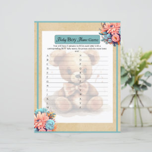 Boho Blue Bear Baby Pojke Namn Lek