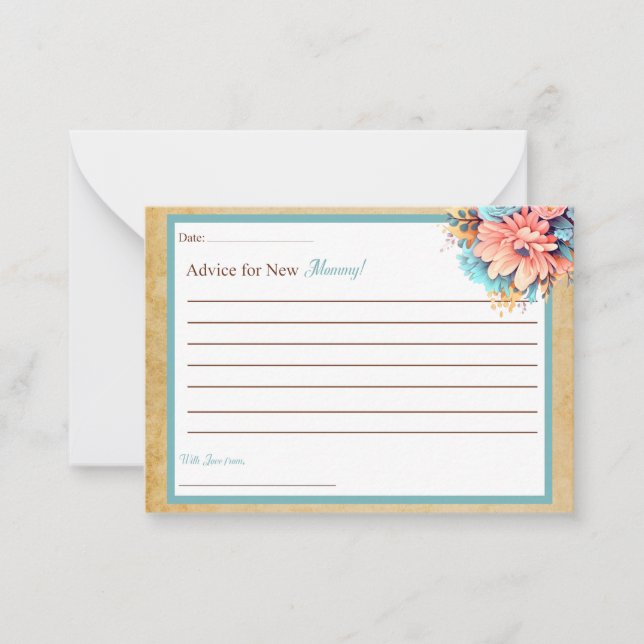Boho Blue Bear Baby Shower Adress for Mamma Card Anteckningskort (Framsida)