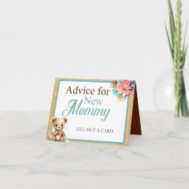 Boho Blue Bear Baby Shower Advice for Mamma Bord Kort