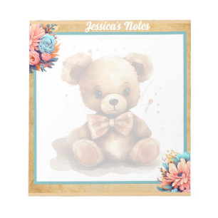 Boho Blue Bear Baby Shower Anteckningsblock