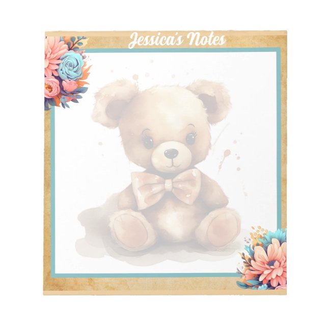 Boho Blue Bear Baby Shower Anteckningsblock (Framsida)