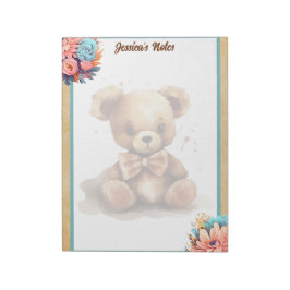 Boho Blue Bear Baby Shower Anteckningsblock