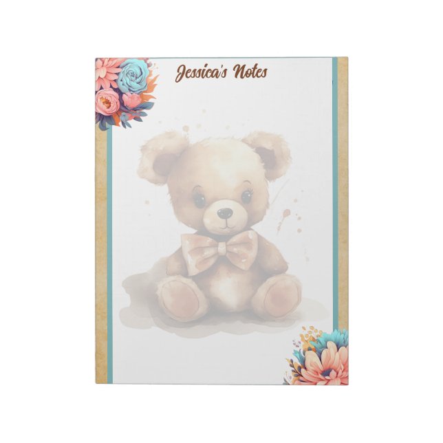 Boho Blue Bear Baby Shower Anteckningsblock (Roterad)