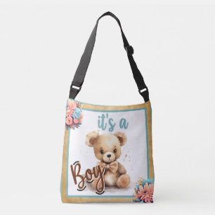 Boho Blue Bear Baby Shower Axelväska