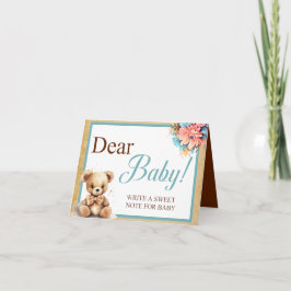 Boho Blue Bear Baby Shower Bästa Baby Bord-kortet Kort