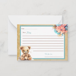 Boho Blue Bear Baby Shower Bästa Baby-kort Anteckningskort