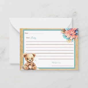 Boho Blue Bear Baby Shower Bästa Baby-kort Anteckningskort