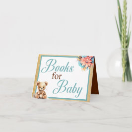 Boho Blue Bear Baby Shower Bokar för Baby Kort