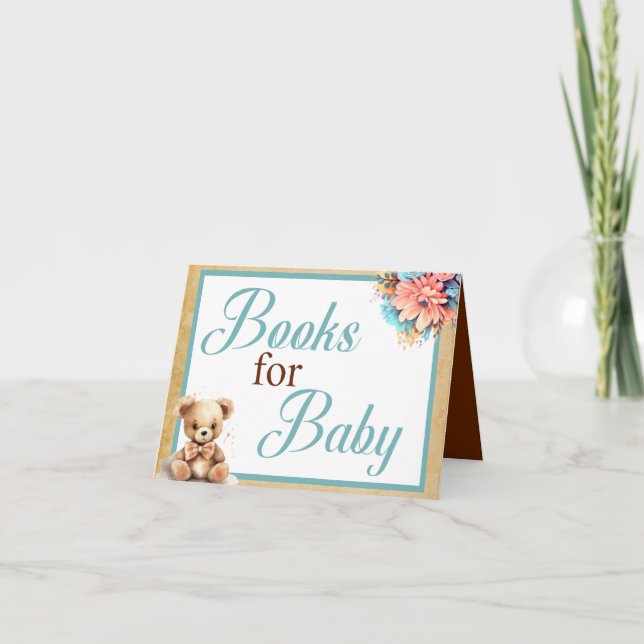 Boho Blue Bear Baby Shower Bokar för Baby Kort (Framsida)