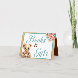 Boho Blue Bear Baby Shower Bokar och gåvor Kort