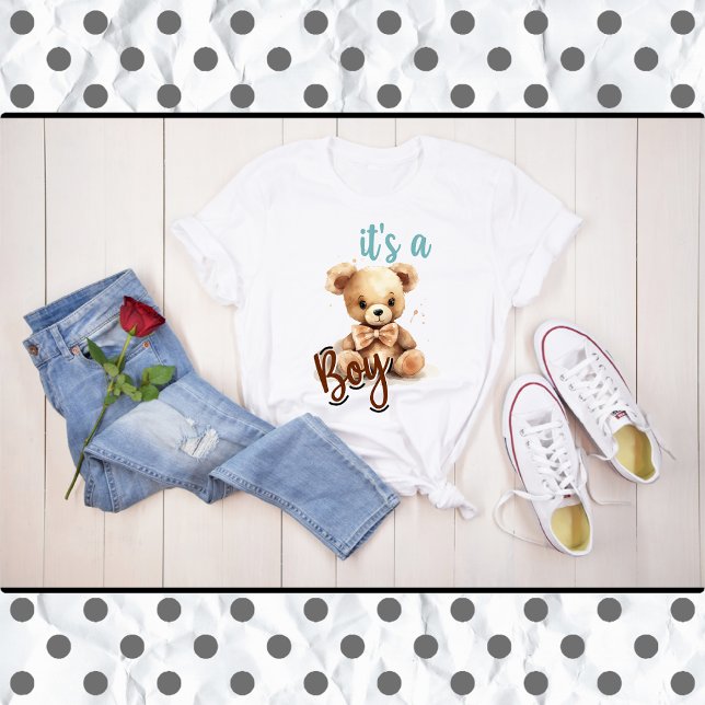 Boho Blue Bear Baby Shower Det är en pojke T Shirt (Skapare uppladdad)