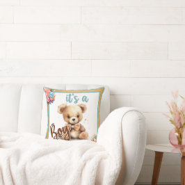 Boho Blue Bear Baby Shower Kudde