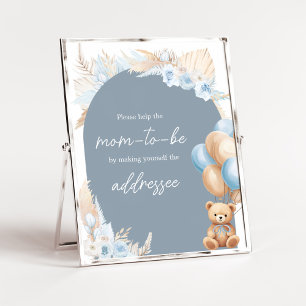 Boho Blue Bear Balloon Kuvert Station Poster