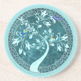 Boho Blue Birds Träd Beverage Coaster Underlägg