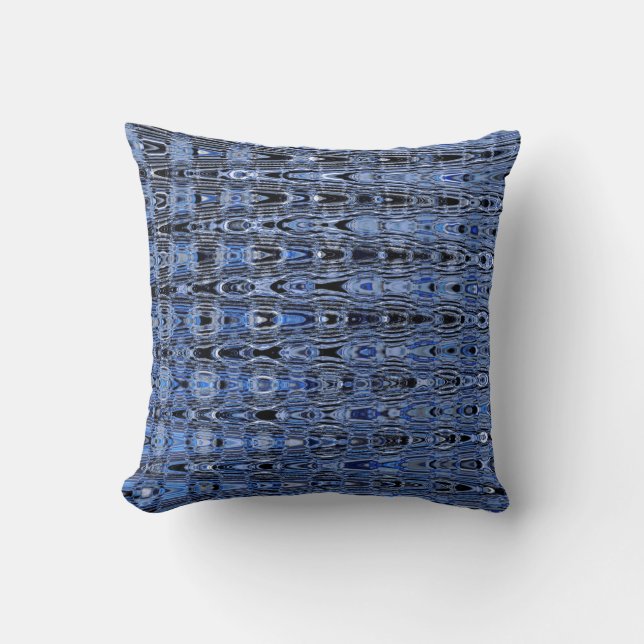 Boho Blue Black Grått Millefiori Zig Zag Mosaic Kudde (Framsida)