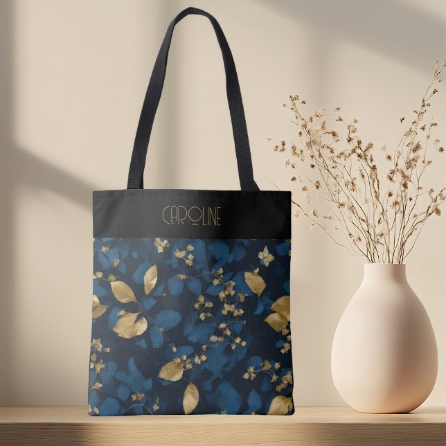 Boho Blue Black löv Trendig Chic Tygkasse (Skapare uppladdad)
