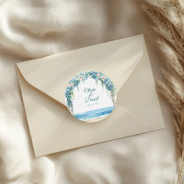 Boho Blue Blommigt Arch Beach Wedding Runt Klistermärke