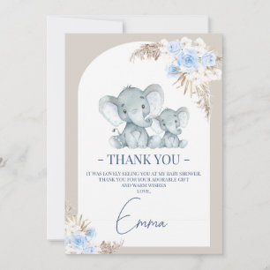 Boho Blue Blommigt Arch Elephant-tackkort Inbjudningar