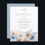 Boho Blue Blommigt Budget Inbjudningskort för möhi<br><div class="desc">Boho Blue Blommigt Budget Inbjudningskort för möhippan</div>
