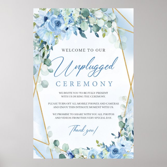 Boho Blue blommigt eucalyptus ej ansluten ceremoni Poster (Framsidan)