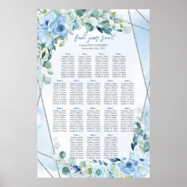 Boho blue blommigt eucalyptus och sittande i silve poster