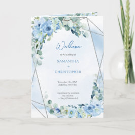 Boho blue blommigt eucalyptus silver glitter program