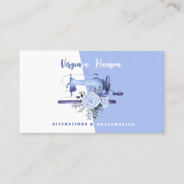 Boho Blue Blommigt Seamstress Sewing Maskin Tailor Visitkort