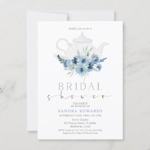 Boho Blue Blommigt Tea Party Möhippa Inbjudningar