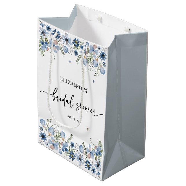 Boho Blue Blommigts Möhippa Medium Gift Bag (Framsidan Vinklad)