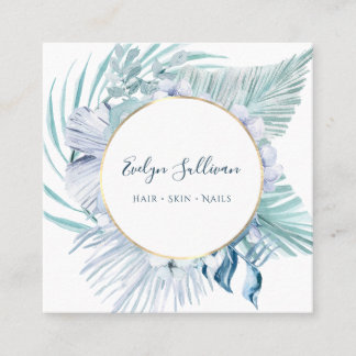 Boho blue bouquet affärskort fyrkantigt visitkort