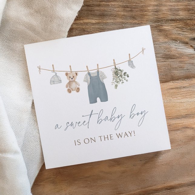 Boho Blue Boy Baby Clothes Baby Shower Pappersservett (Skapare uppladdad)