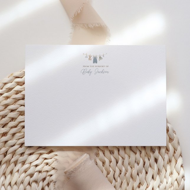 Boho Blue Boy Baby Clothes Baby Shower Tack Kort (Skapare uppladdad)