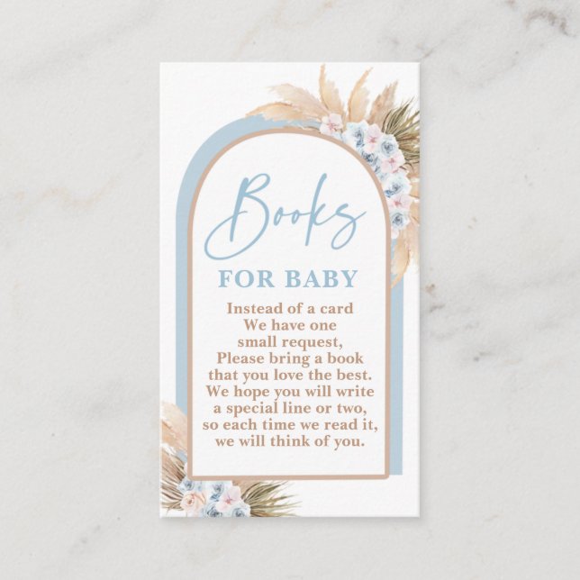 Boho Blue Boy Pampas Grass Bokar för Baby Card Tilläggskort (Framsida)