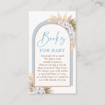 Boho Blue Boy Pampas Grass Bokar för Baby Card