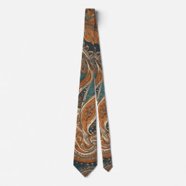 Boho Blue Brown Combo Eclectic Stil Neck Tie Slips