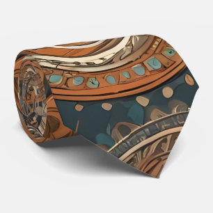 Boho Blue Brown Combo Eclectic Stil Neck Tie Slips