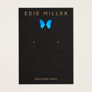Boho Blue Butterfly Earring Visning Card Visitkort
