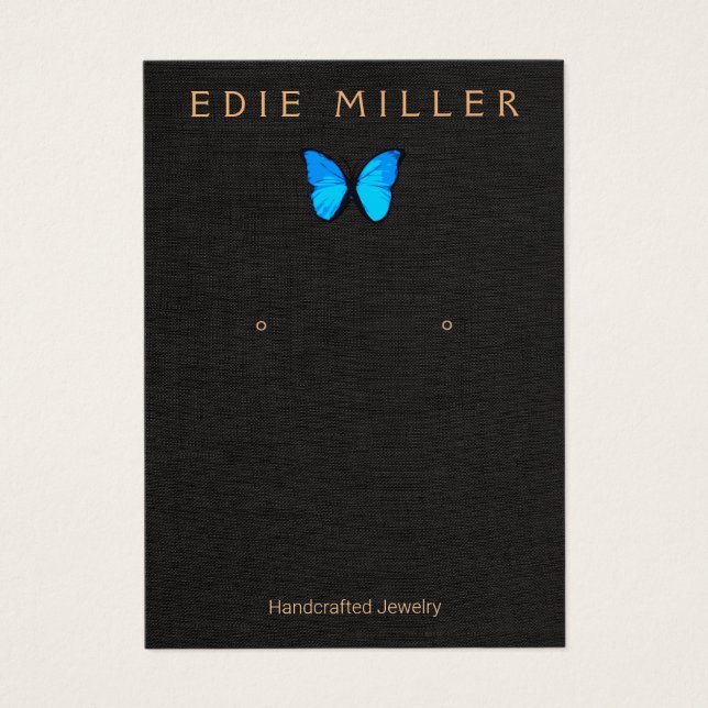 Boho Blue Butterfly Earring Visning Card Visitkort (Framsidan)