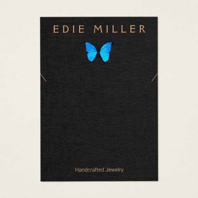 Boho Blue Butterfly Necklace Bracelet Visning Card Visitkort (Framsidan)