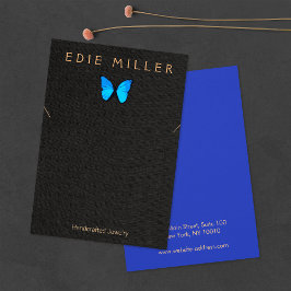 Boho Blue Butterfly Necklace Bracelet Visning Card Visitkort