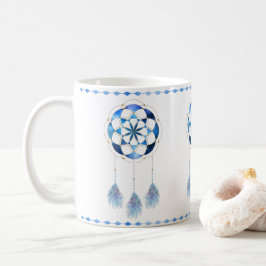 Boho Blue Celestial Himlar Mandala Chic Dreamcatch Kaffemugg
