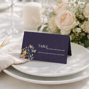 Boho Blue Chic Bröllop Place Card Placeringskort