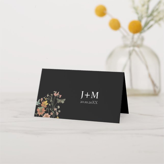 Boho Blue Chic Bröllop Place Card Placeringskort (Baksida)